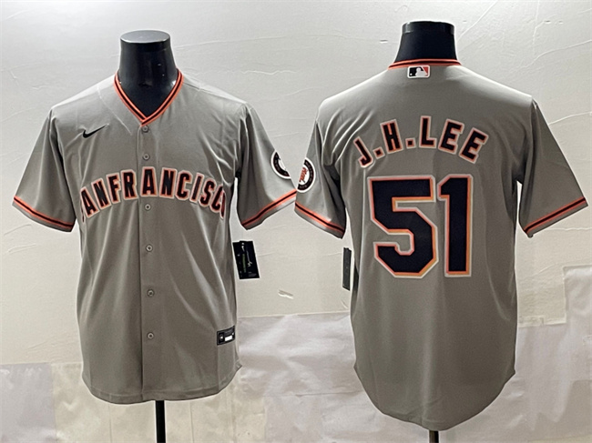 Men's San Francisco Giants #51 Jung Hoo Lee Grey Cool Base Stitched Baseball Jersey